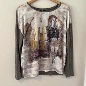 G.W. Long Sleeve mixed Media Artwork Shirt
